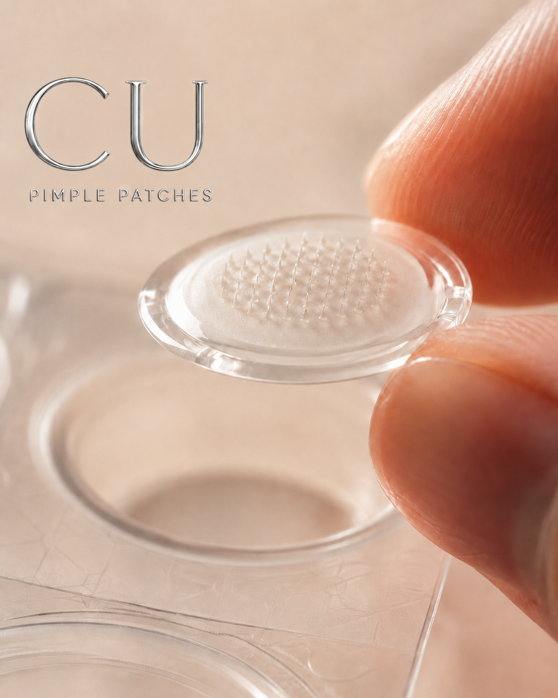 Capri Cu copper peptide microdart patch peeled from liner sheet
