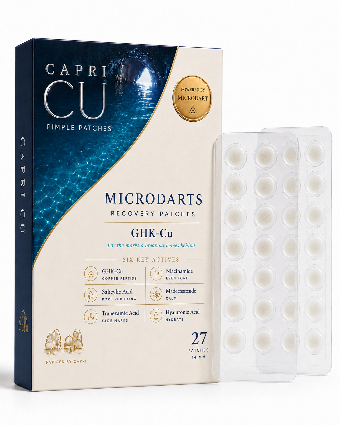 Capri Cu copper peptide microdart patches, 27-count box