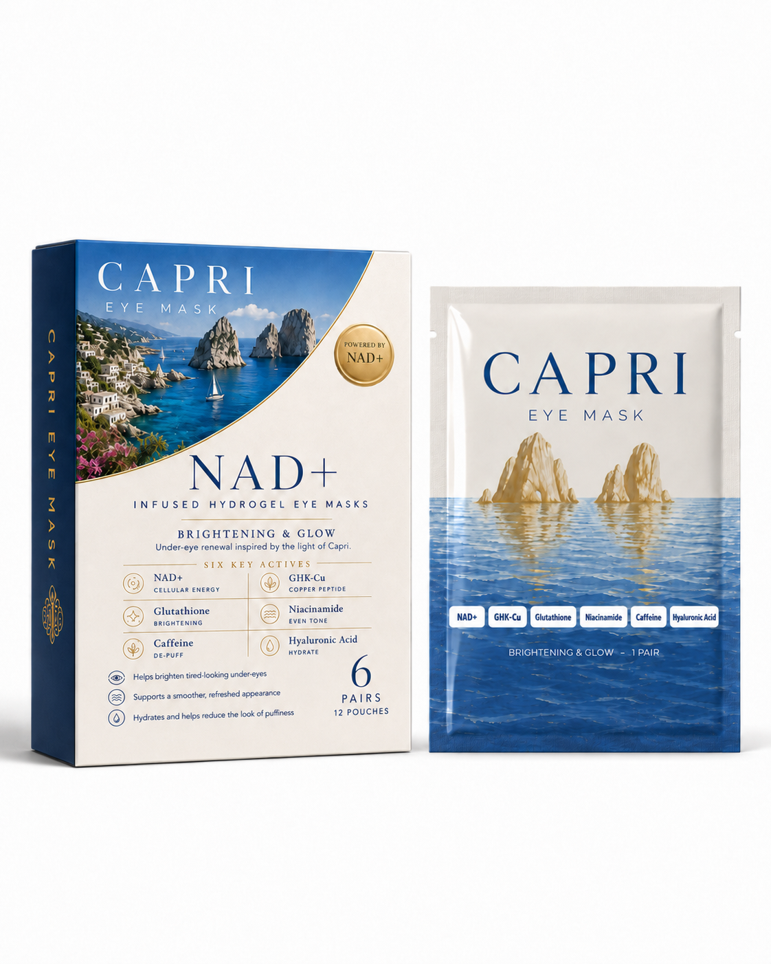 Capri Eye Mask, NAD+ and copper peptide under-eye patches